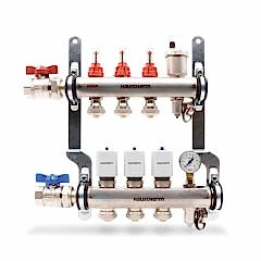 Haustherm Debi Göstergeli Paslanmaz Kolektör, 9 Ağızlı, Gidiş/Dönüş Set
