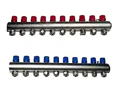 Kalde 11 Ağızlı Kendinden Vanalı Kollektör 1'' (Mavi ve Kırmızı Set)